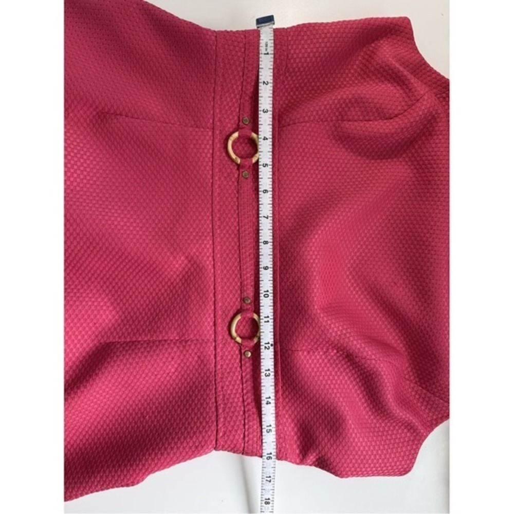 Tahari Arthur S. Levine Fuchsia Pink Textured Sheath Dress Belt Accents 10 - Picture 14 of 15